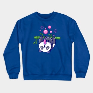 Cute Panda Blowing bubble On Bamboo Tree Cartoon Crewneck Sweatshirt